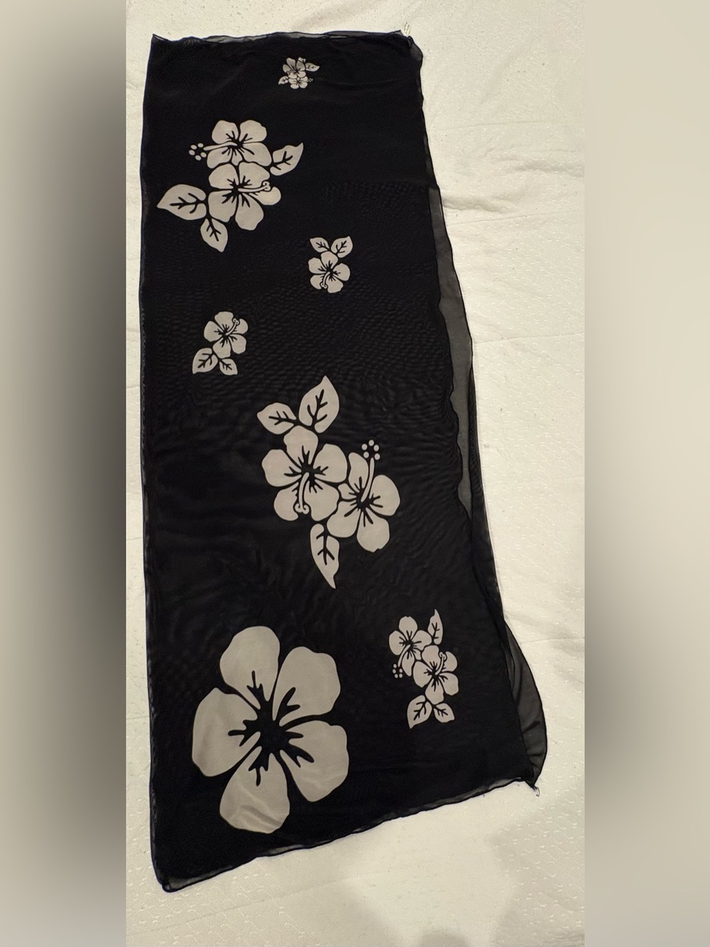 Black Floral Tie-Waist Swim Sarong - Picture 3 of 3